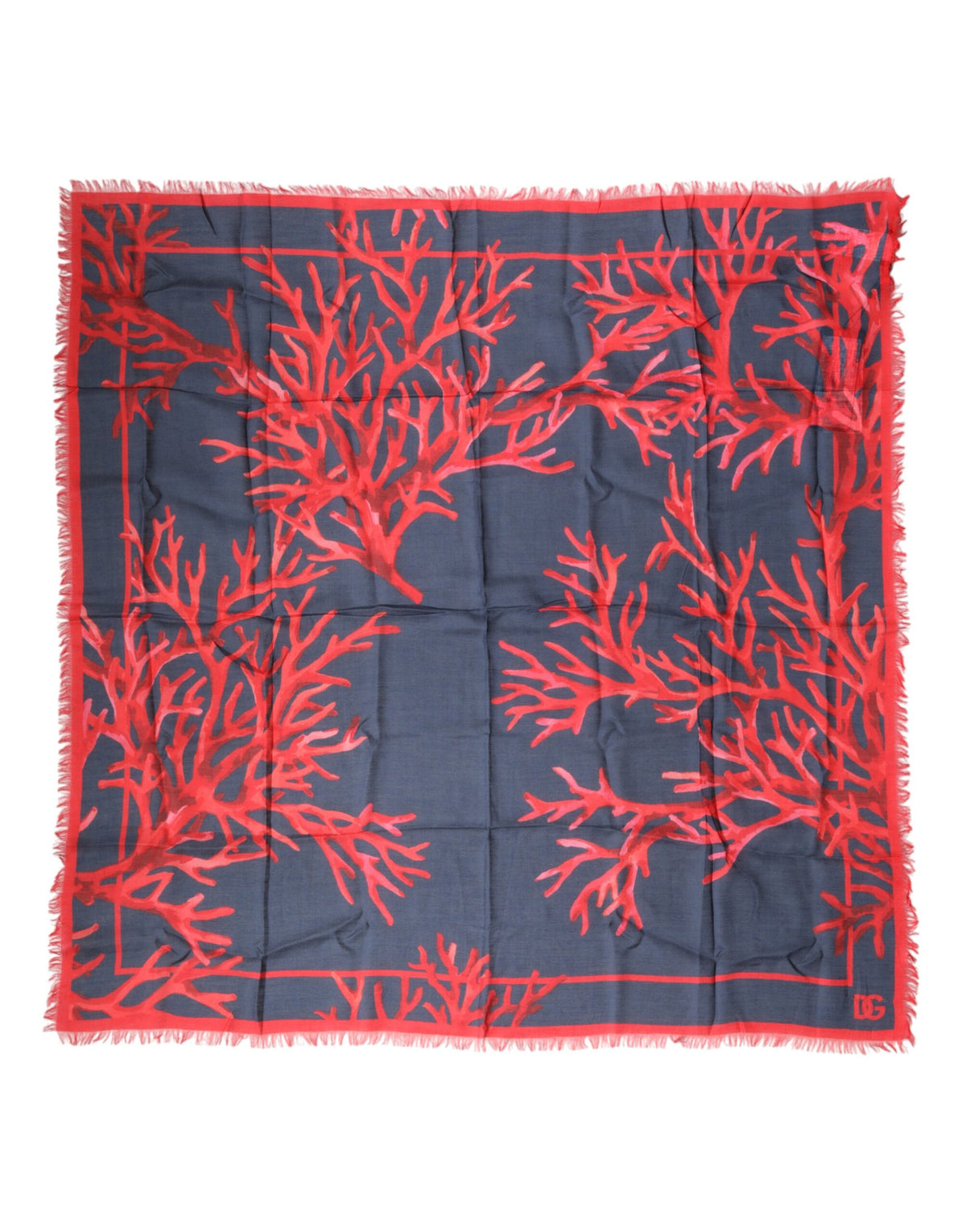Foulard carré Dolce &amp; Gabbana imprimé corail bleu et rouge pour homme