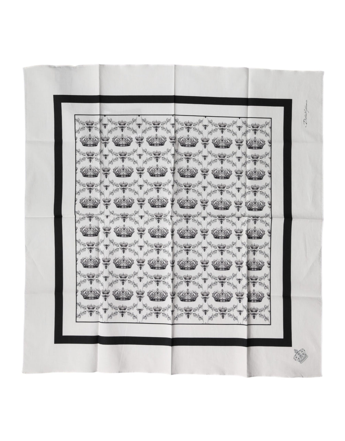 Foulard carré en coton Dolce &amp; Gabbana White Crown pour homme