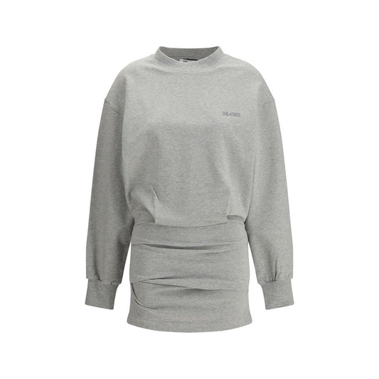 The Attico Gray Cotton Casual Mini Dress with Pleating