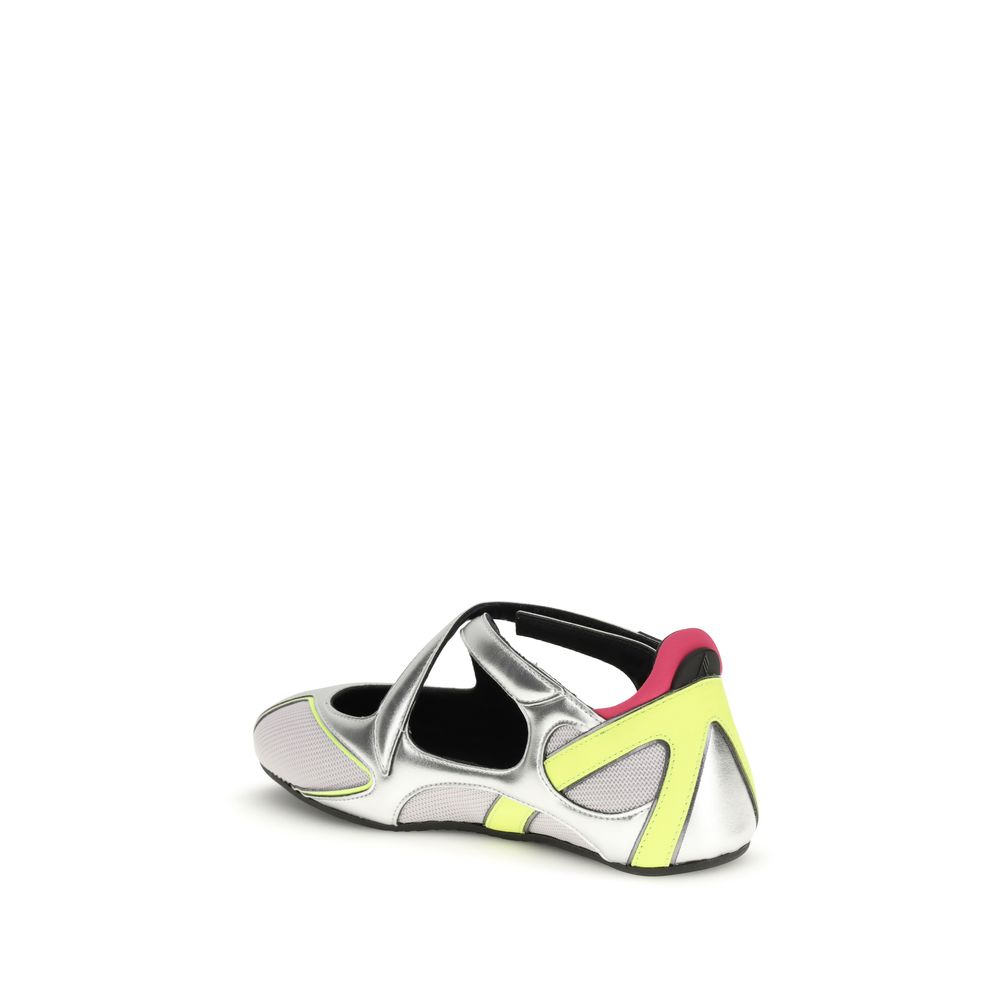 The Attico Silver Polyurethane Ballet Flats - Élégance et Confort