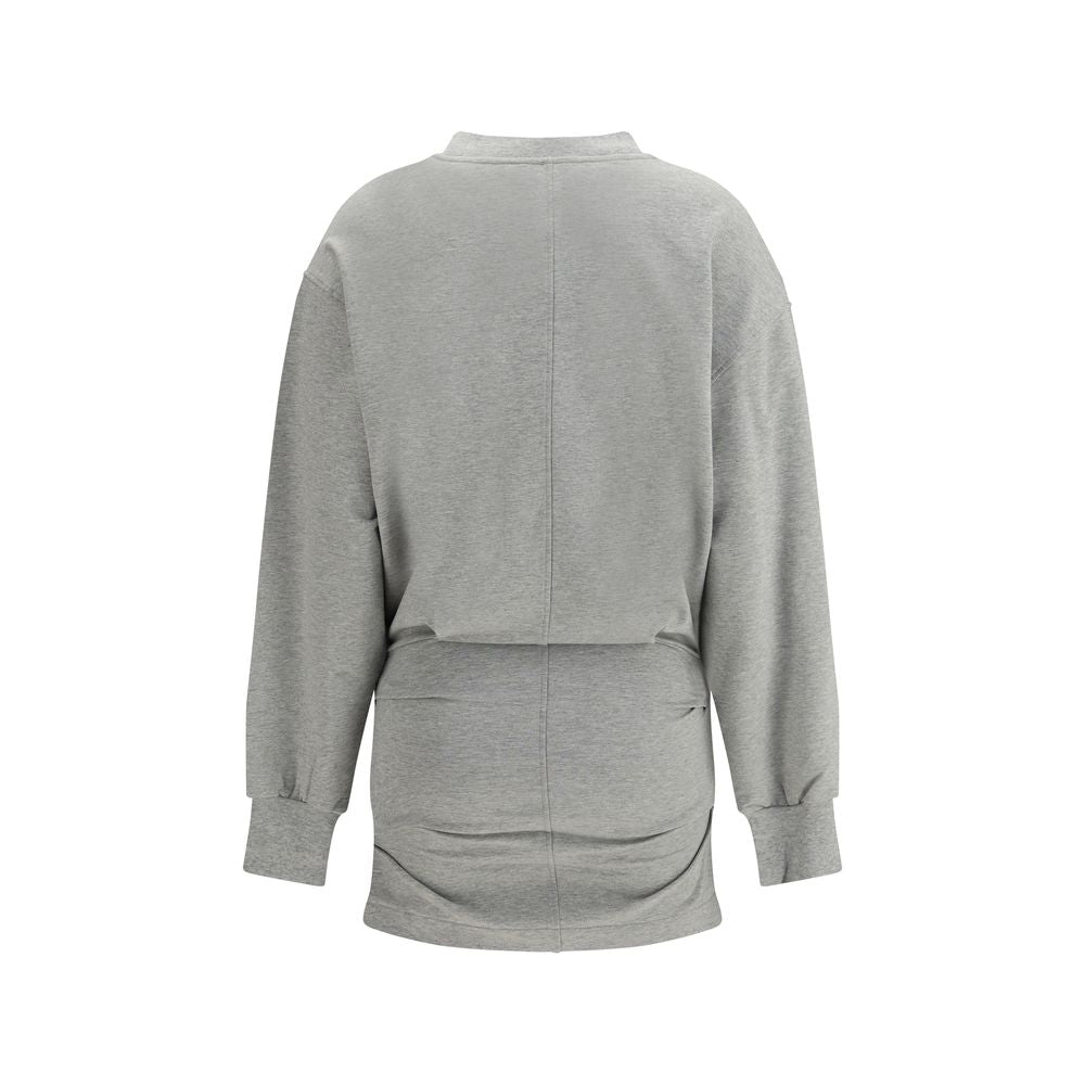 The Attico Gray Cotton Mini Dress with Pleating