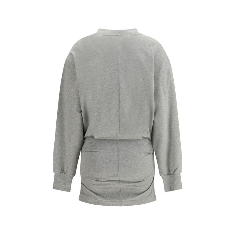 The Attico Gray Cotton Mini Dress with Pleating