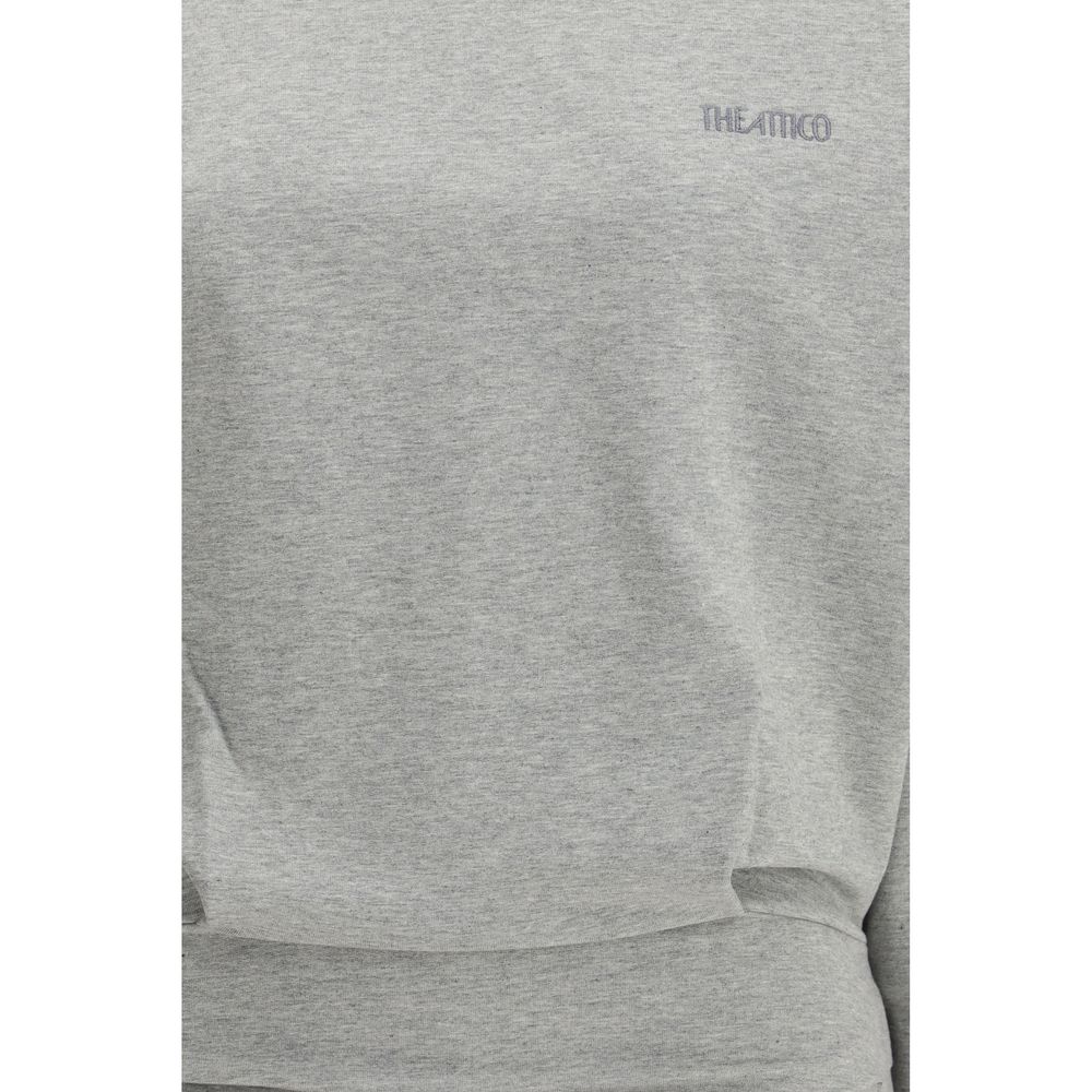 The Attico Gray Cotton Mini Dress with Pleating
