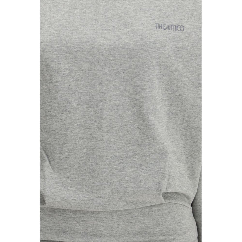 The Attico Gray Cotton Mini Dress with Pleating