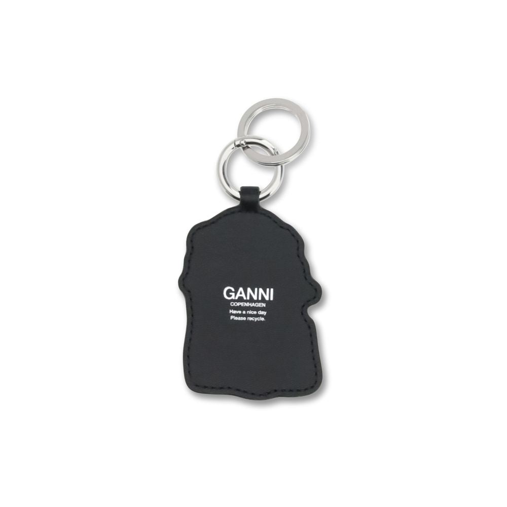 Ganni White Recycled Leather Poodle Keychain