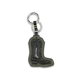 Ganni Black Recycled Leather Keychain - Cowboy Boot Design