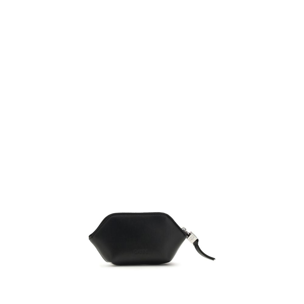 Ganni Black Polyester Wallet - Bou Coin Purse with Poodle Design