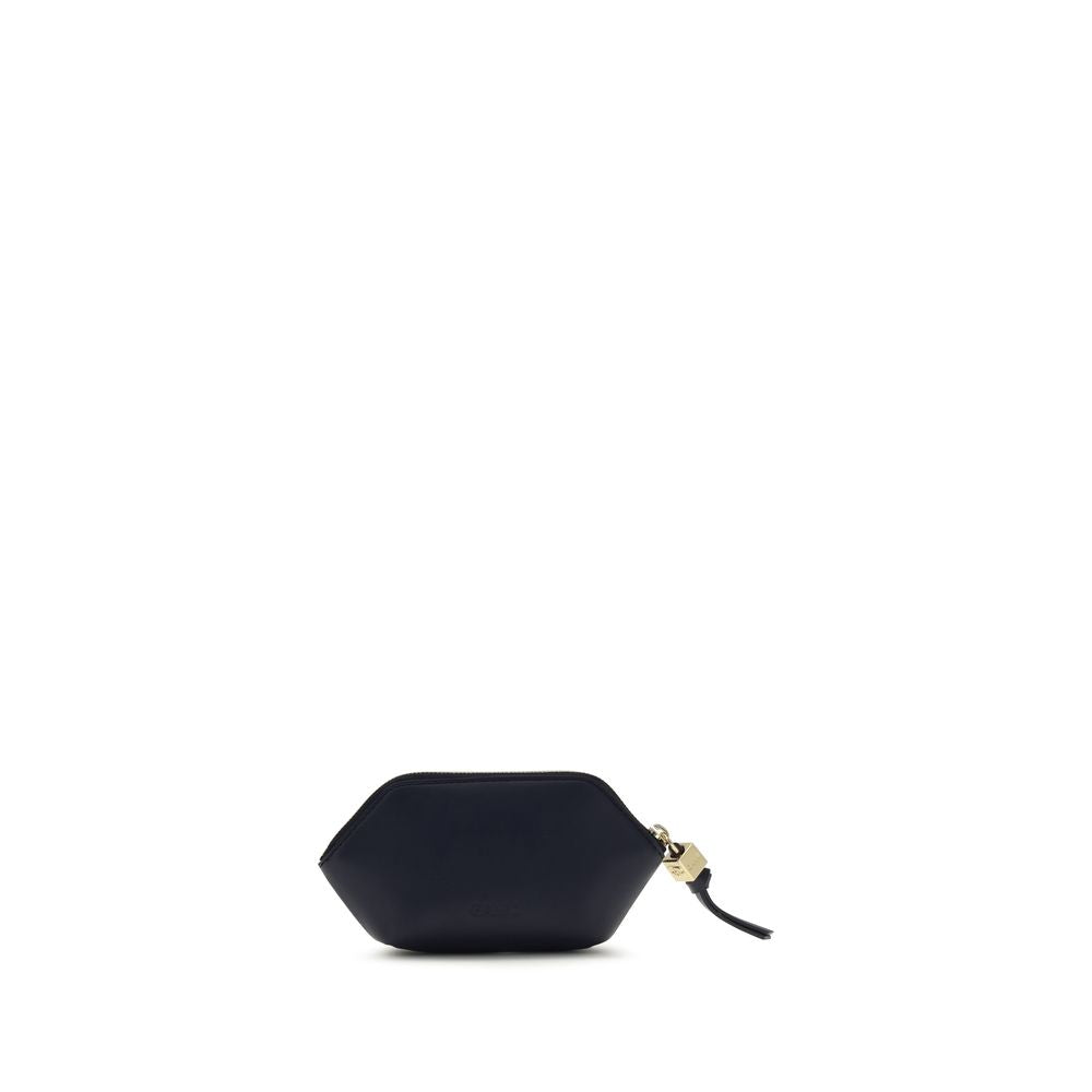 Ganni Black Recycled Leather Wallet - Bou Coin Purse