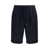 Brunello Cucinelli Bermuda Shorts en Lin Bleu