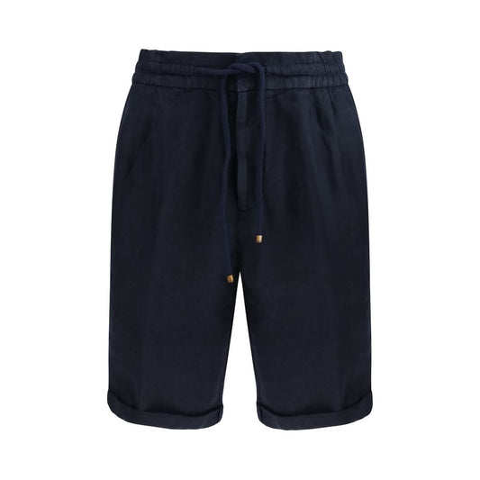 Brunello Cucinelli Blue Linen Bermuda Shorts for Men