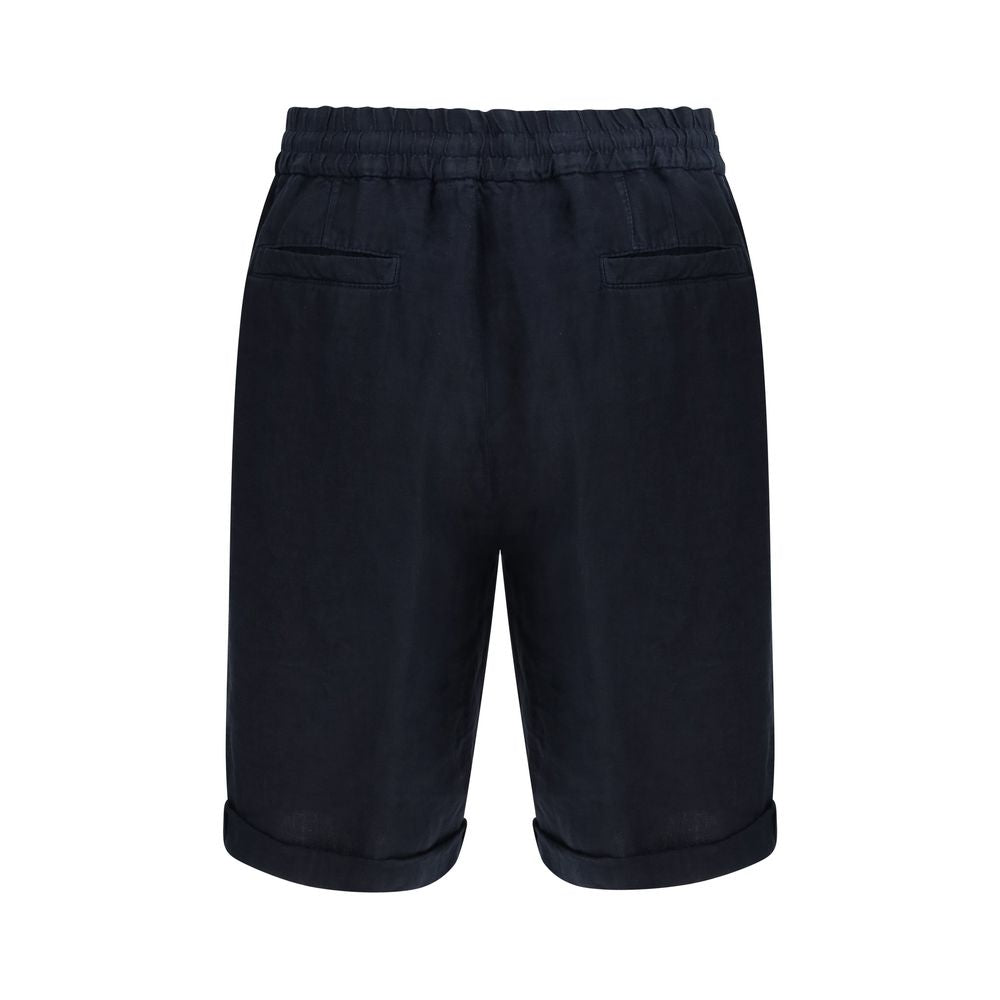 Brunello Cucinelli Bermuda Shorts en Lin Bleu