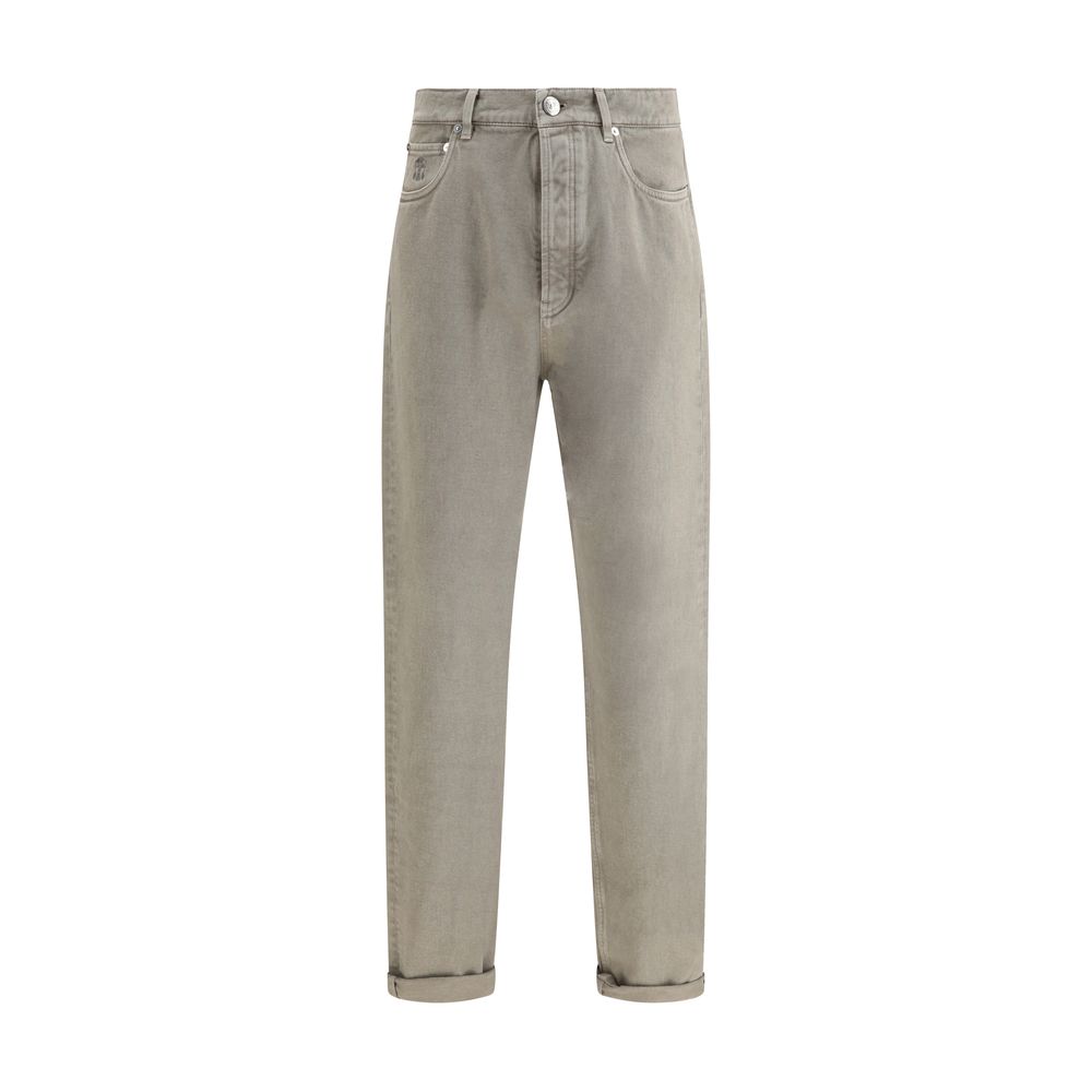 Brunello Cucinelli Jeans Droits en Coton Vert