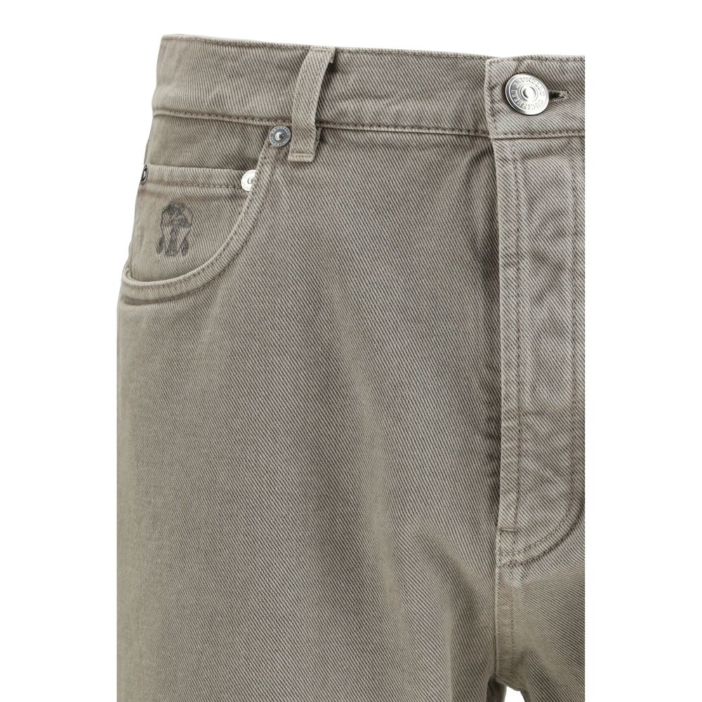 Brunello Cucinelli Jeans Droits en Coton Vert