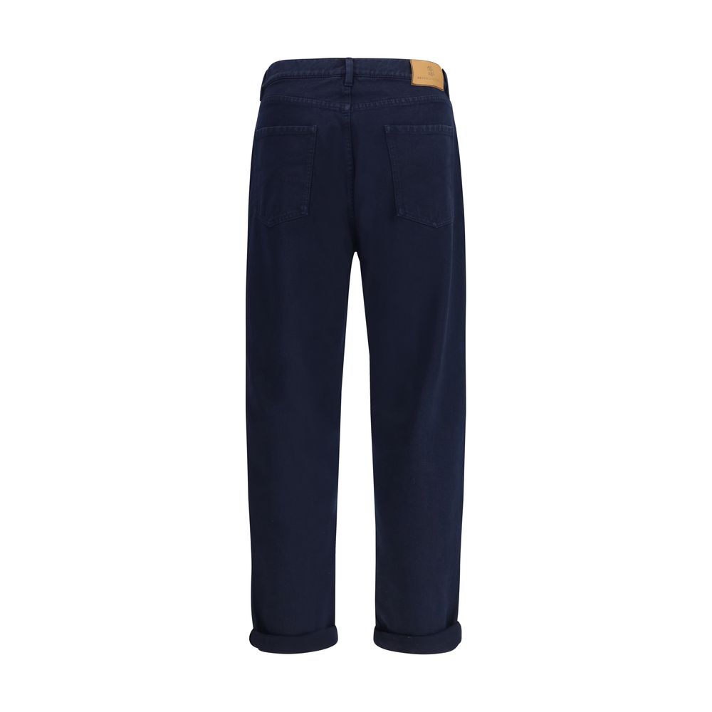 Brunello Cucinelli Jeans en Denim Bleu à Jambe Droite