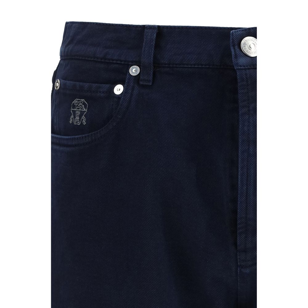Brunello Cucinelli Jeans en Denim Bleu à Jambe Droite