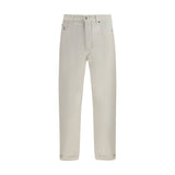 Brunello Cucinelli Jeans en Coton Blanc à Jambe Droite