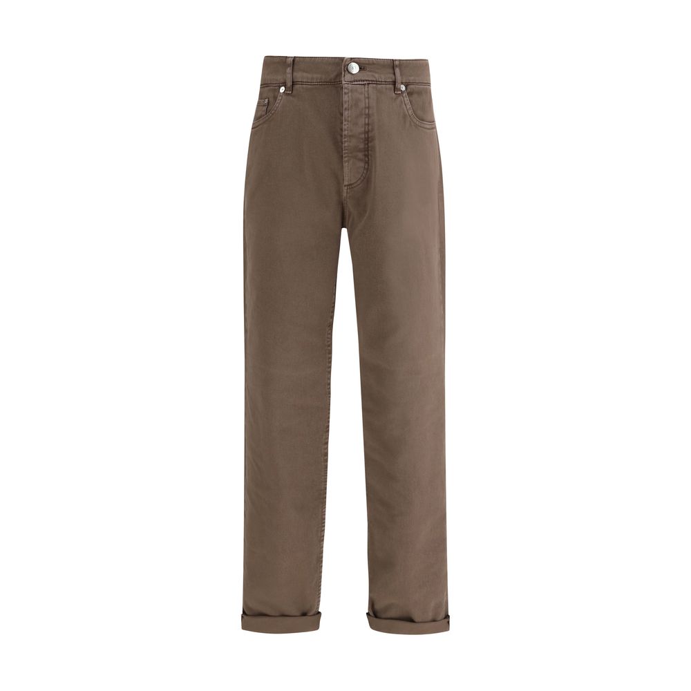 Brunello Cucinelli Jeans Relaxed Fit en Coton Marron
