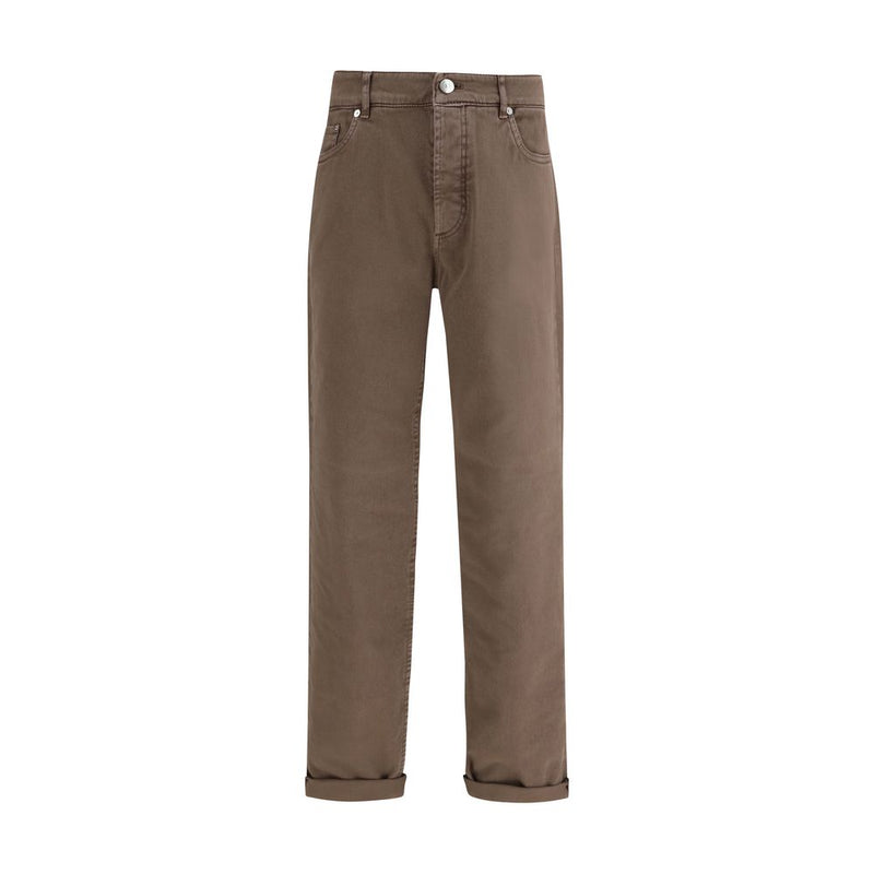 Brunello Cucinelli Bruine Katoenen Relaxed Fit Jeans