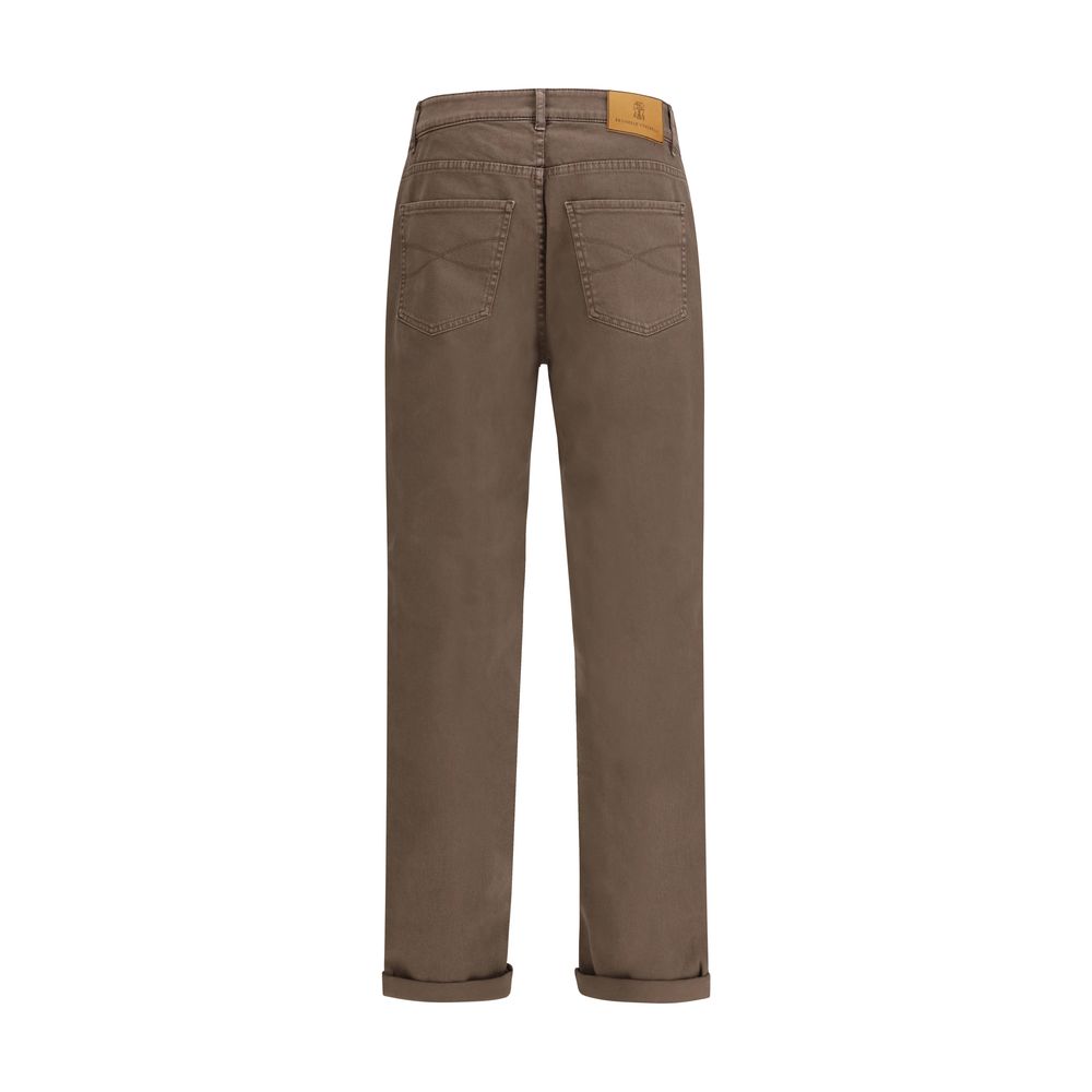 Brunello Cucinelli Jeans Relaxed Fit en Coton Marron