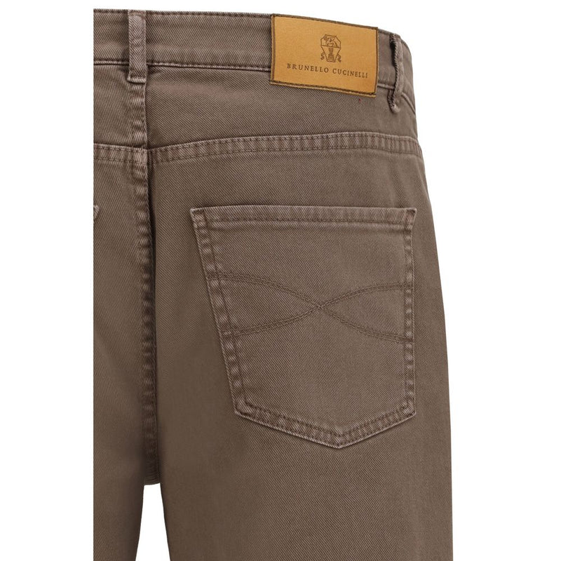Brunello Cucinelli Bruine Katoenen Relaxed Fit Jeans