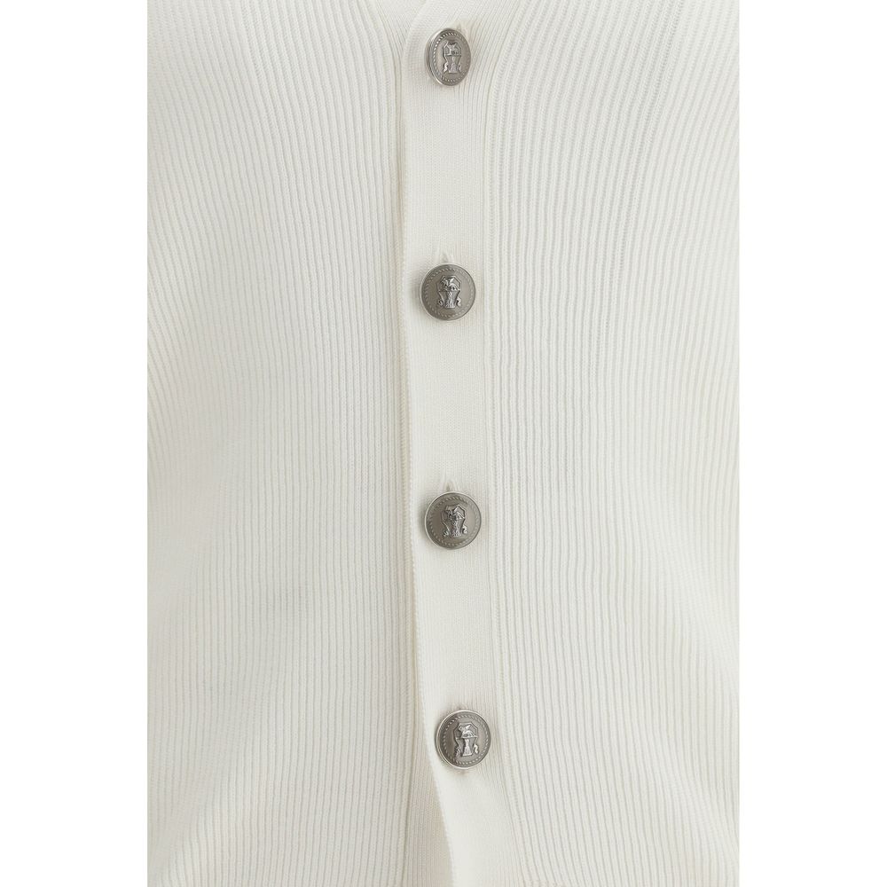 Brunello Cucinelli Cardigan en Coton Blanc