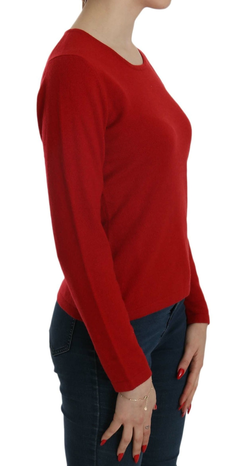 MILA SCHÖN Pull Femme en Cachemire Rouge à Col Rond