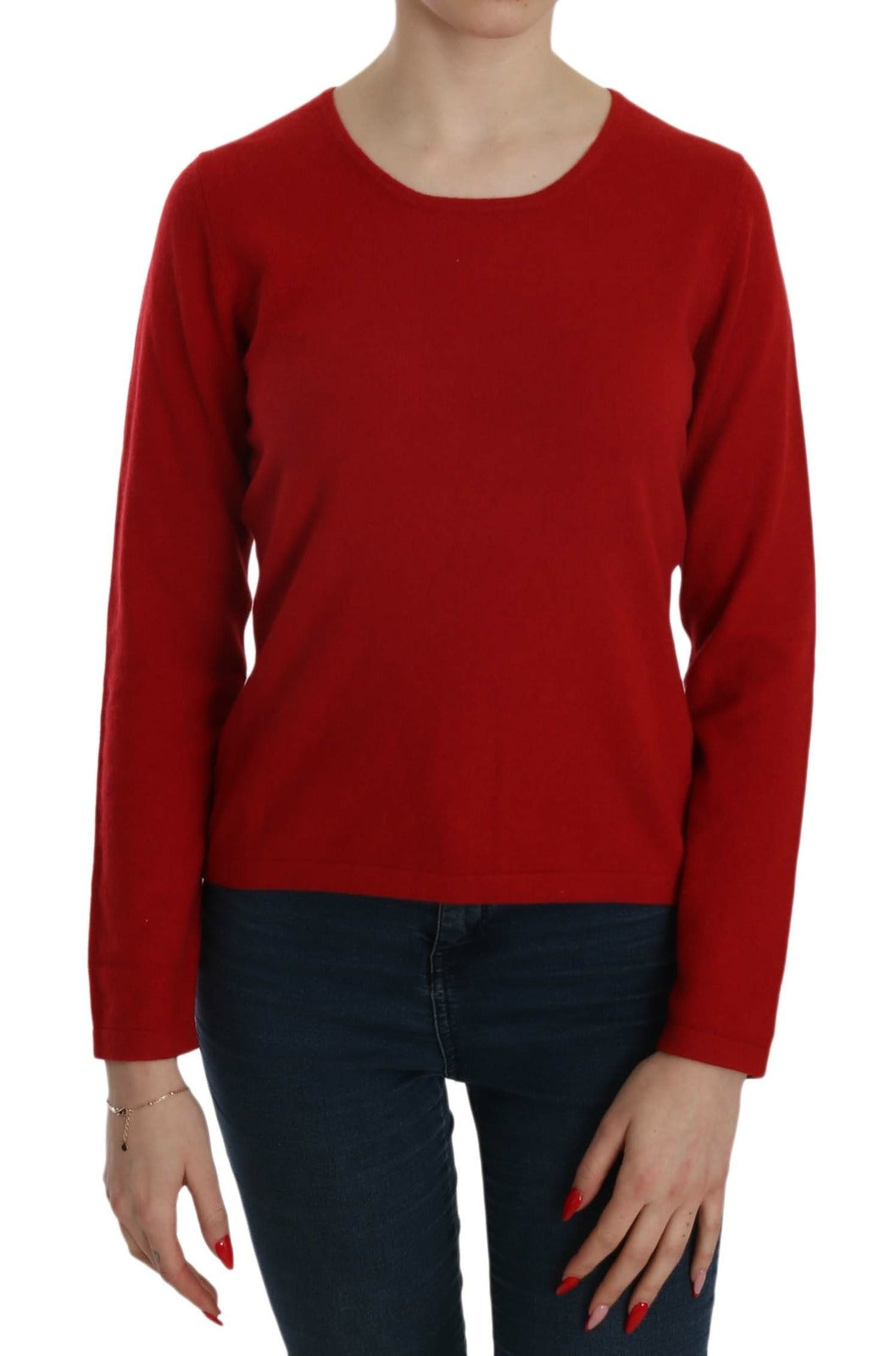 MILA SCHÖN Pull Femme en Cachemire Rouge à Col Rond