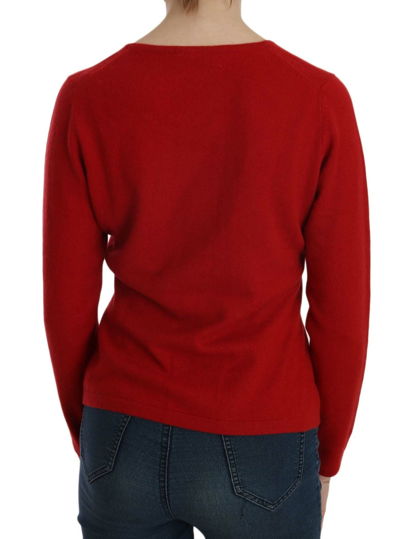 MILA SCHÖN Pull Femme en Cachemire Rouge à Col Rond
