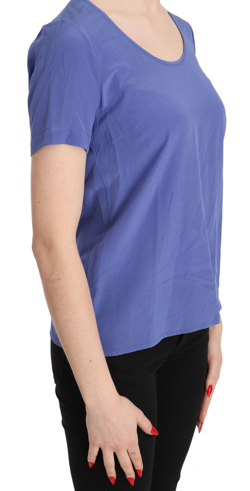 Patrizia Pepe Silk Purple Short Sleeve Blouse - Luxurious Style