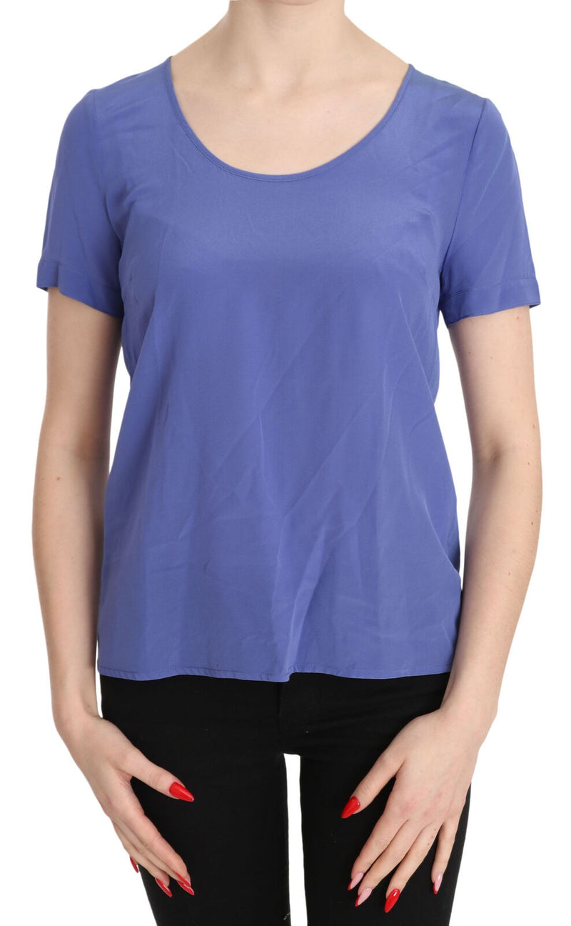 Patrizia Pepe Silk Purple Short Sleeve Blouse - Luxurious Style