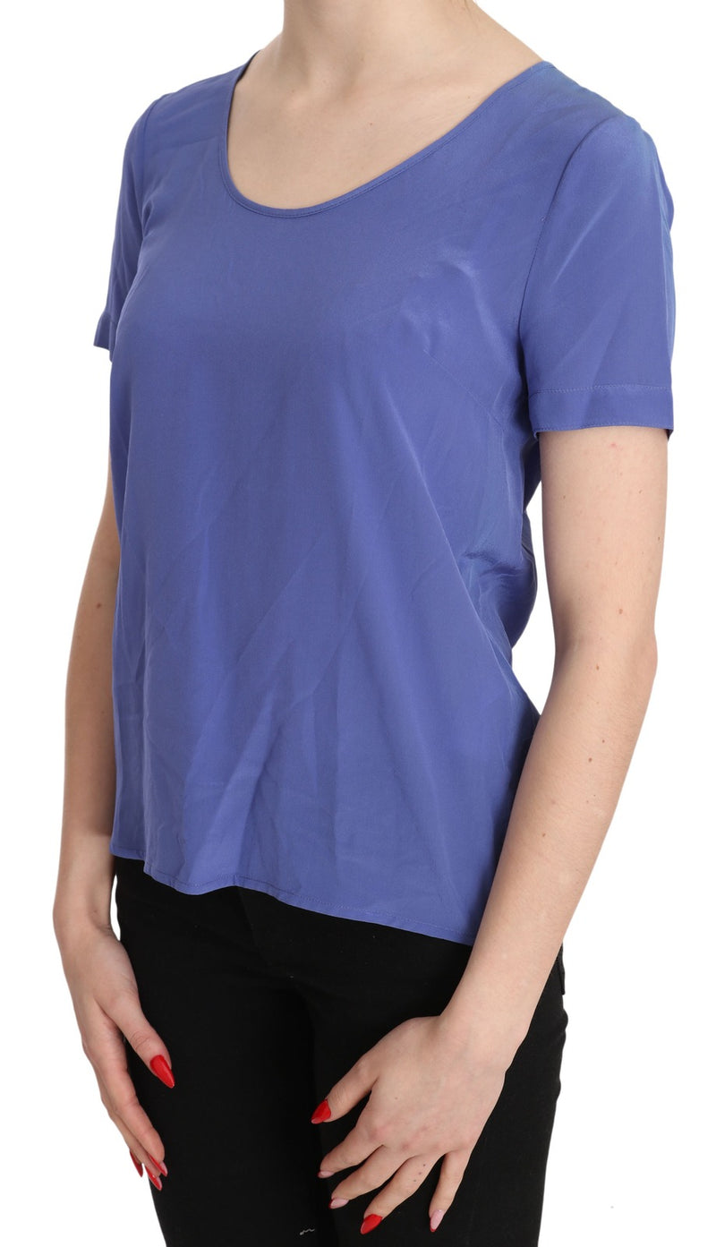 Patrizia Pepe Silk Purple Short Sleeve Blouse - Luxurious Style