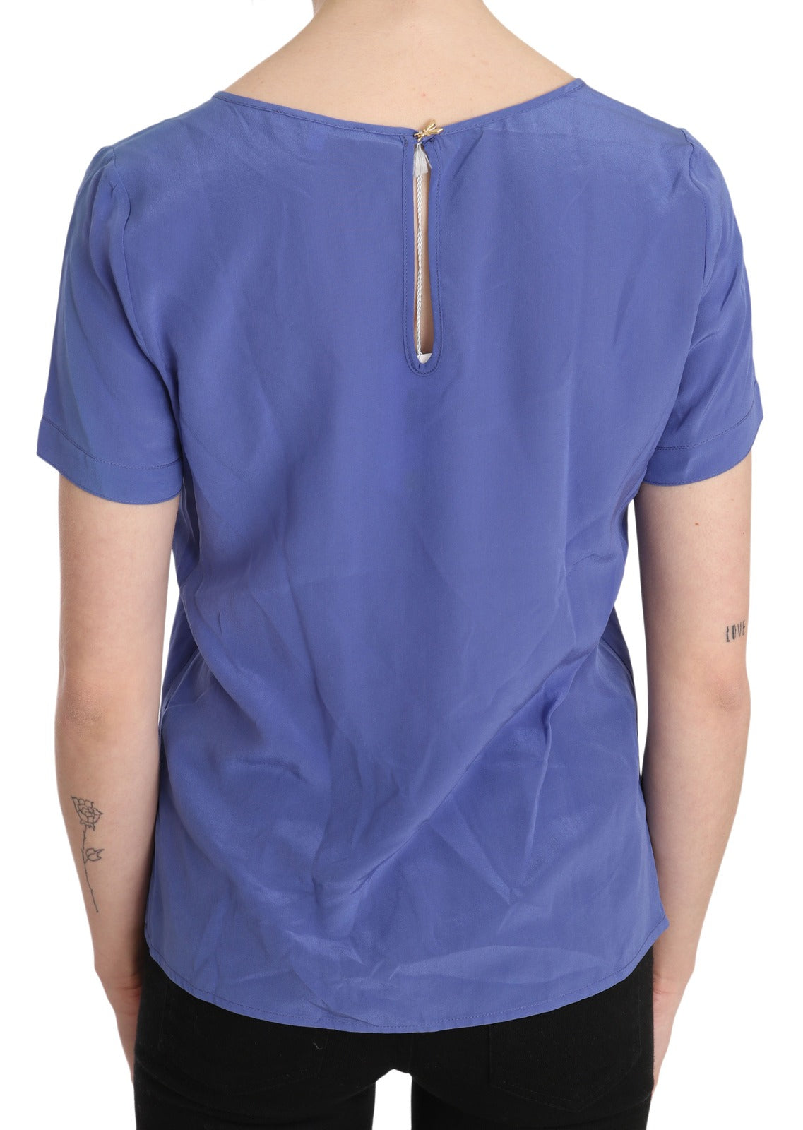 Patrizia Pepe Blouse en Soie Violet à Manches Courtes - Élégance Décontractée