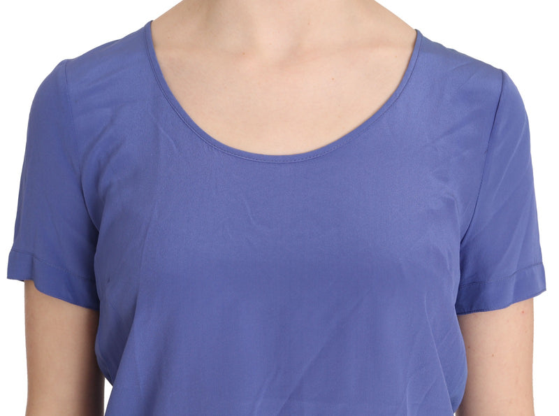 Patrizia Pepe Silk Purple Short Sleeve Blouse - Luxurious Style