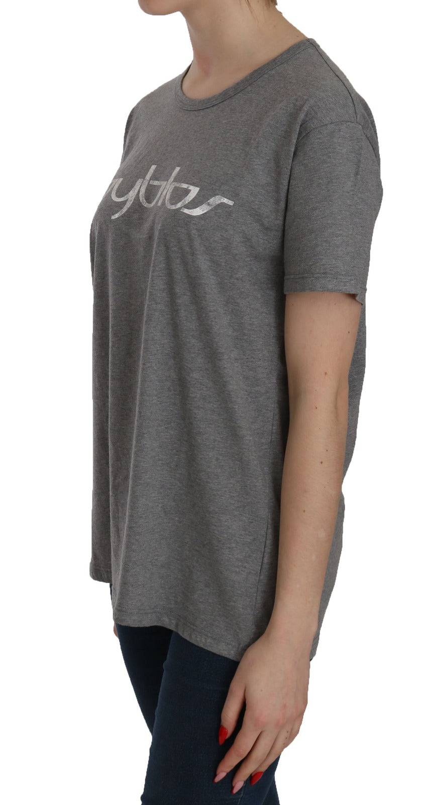 T-Shirt Blouse BYBLOS en Coton Gris à Manches Courtes