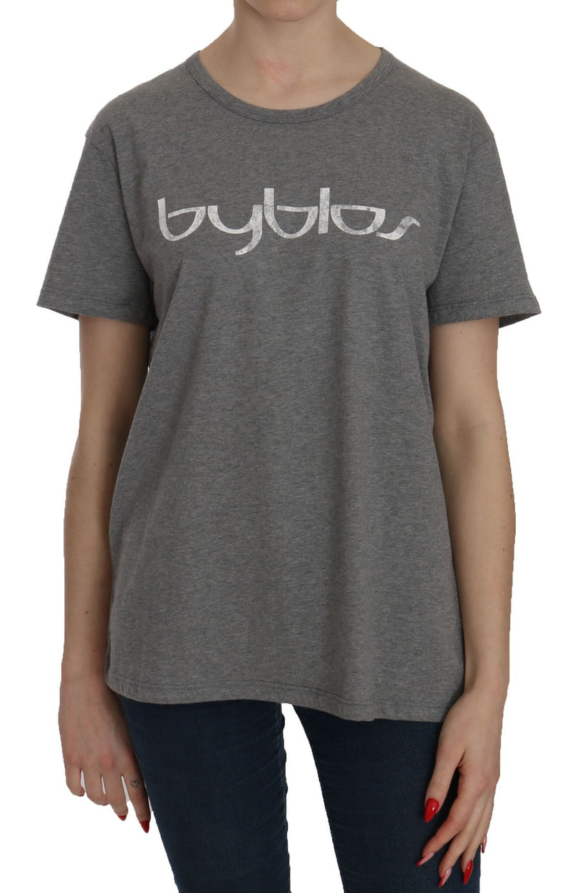 T-Shirt Blouse BYBLOS en Coton Gris à Manches Courtes