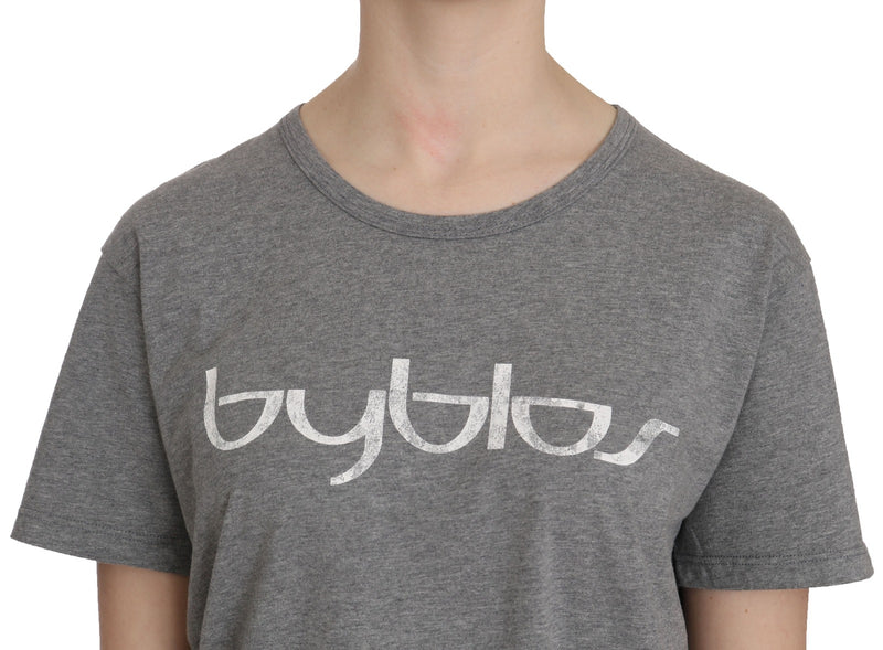 T-Shirt Blouse BYBLOS en Coton Gris à Manches Courtes