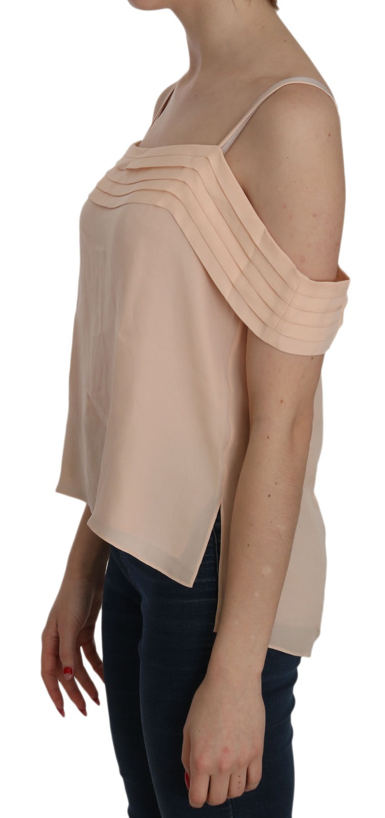 Alexander Wang Orange Off Shoulder Strap Square Neck Blouse