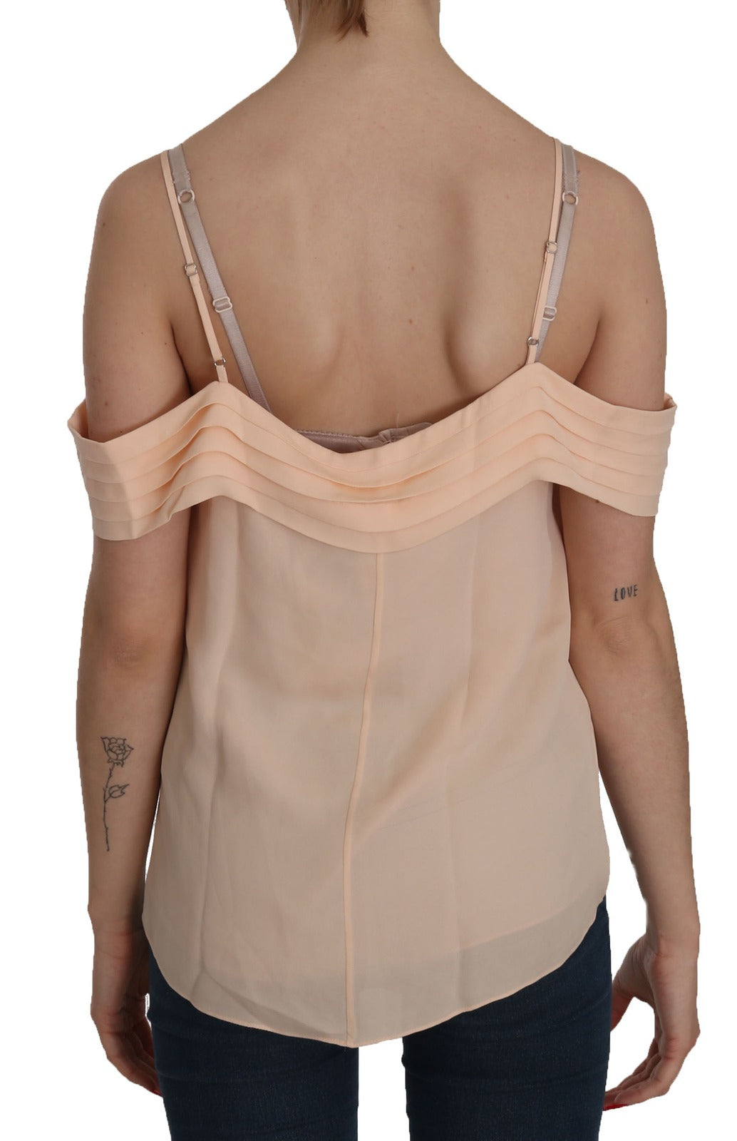 Alexander Wang Orange Off Shoulder Strap Square Neck Blouse