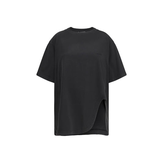 The Attico Black Cotton T-Shirt - Oversized Fit