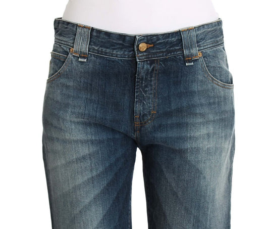 Jean en denim bleu délavé John Galliano à coupe décontractée