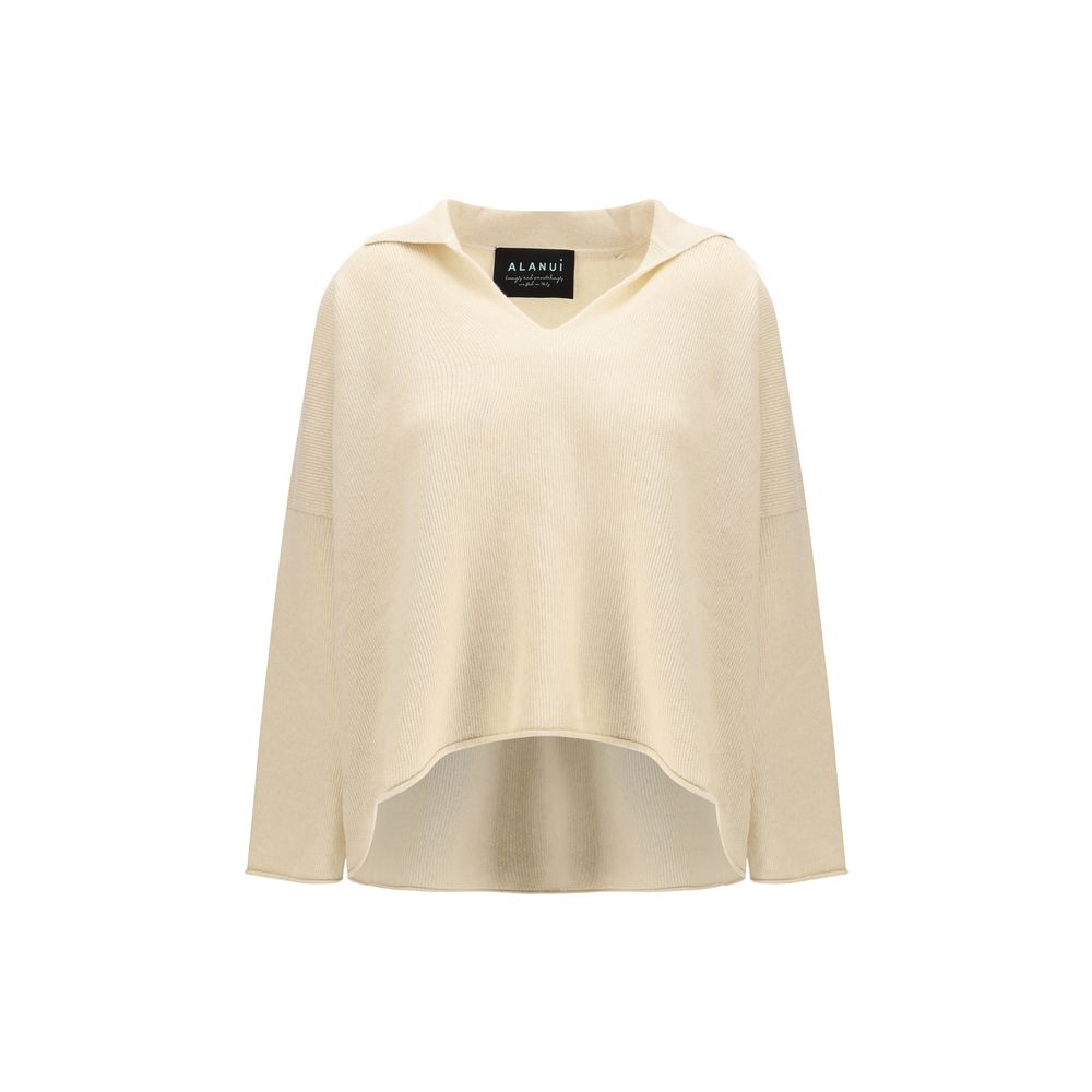 Alanui Beige Cashmere Sweater with Polo Collar - Luxurious Comfort