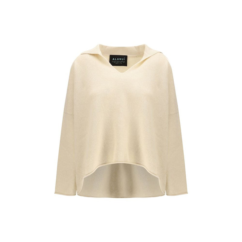 Alanui Beige Cashmere Sweater with Polo Collar - Luxurious Comfort