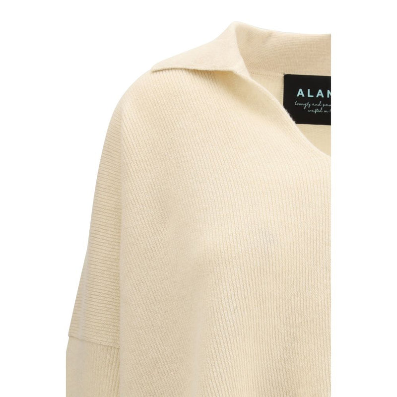 Alanui Beige Cashmere Sweater with Polo Collar - Luxurious Comfort