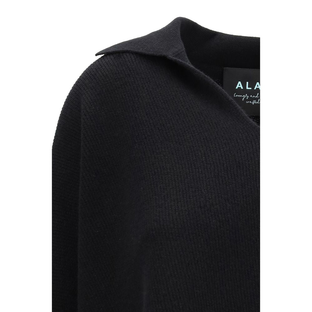 Pull en Cachemire Noir Alanui avec Col Polo