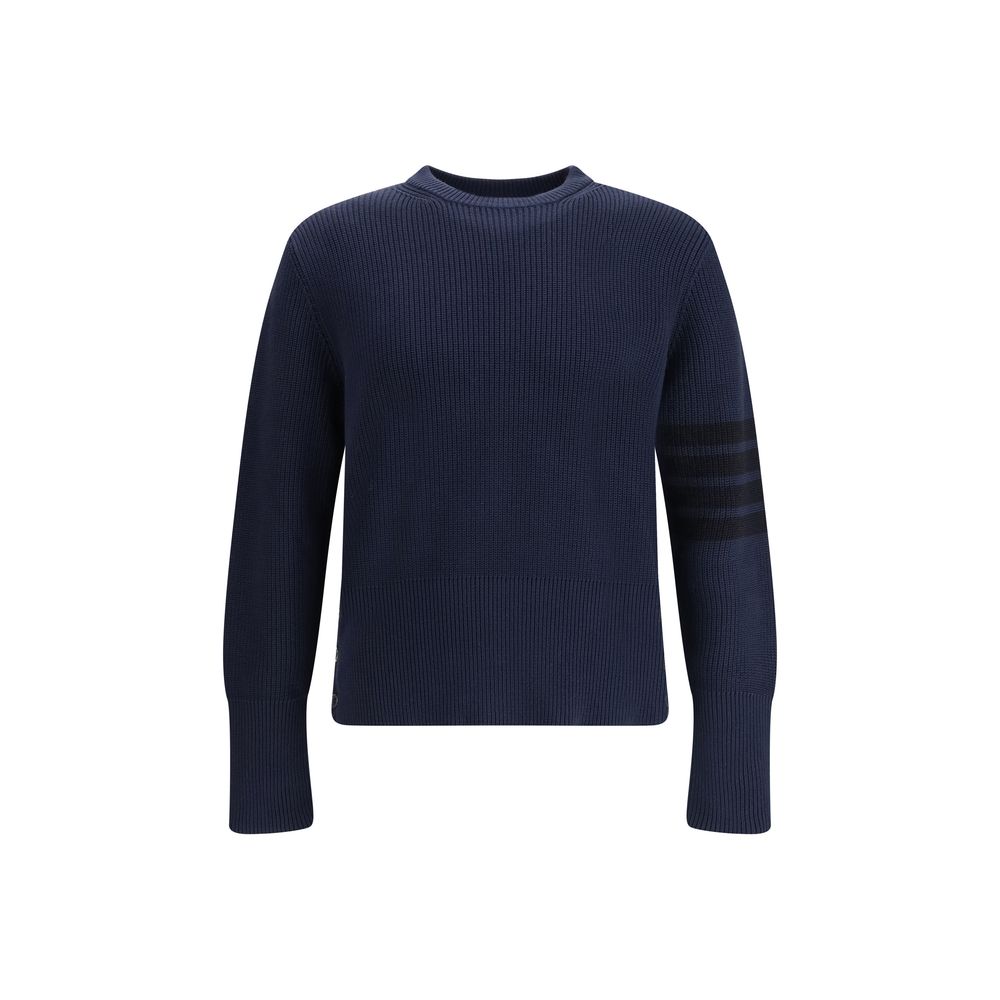 Thom Browne 4-Bar Blue Cotton Sweatshirt
