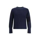 Thom Browne 4-Bar Blue Cotton Sweatshirt