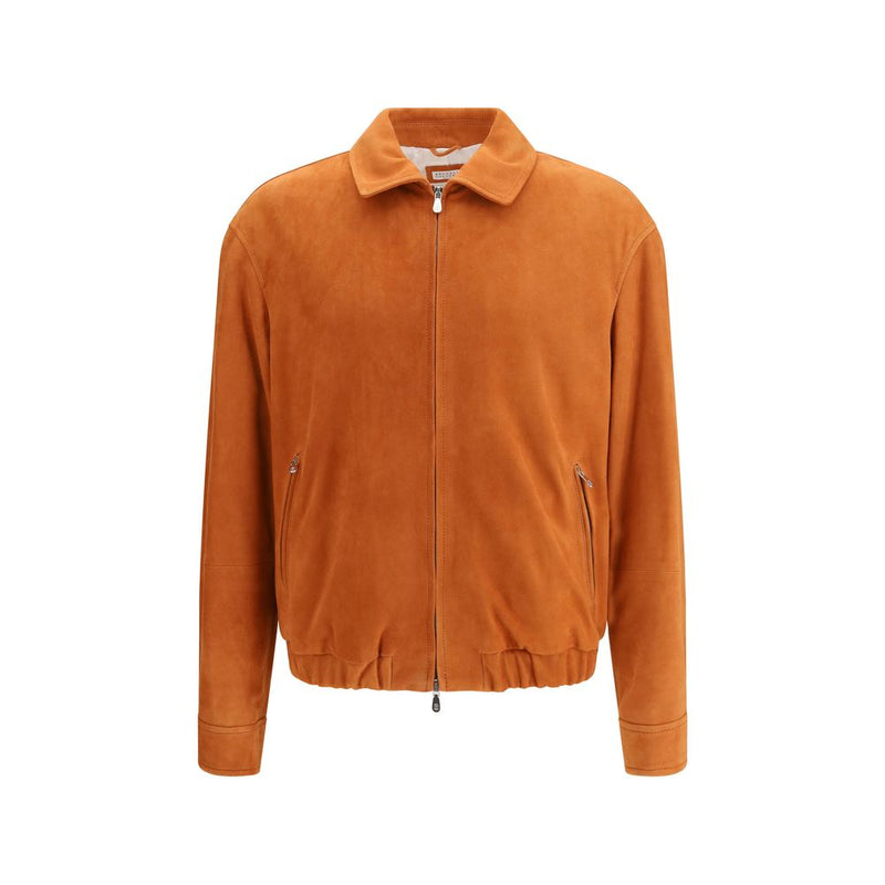 Brunello Cucinelli Veste en Cuir Rouge Bos Taurus