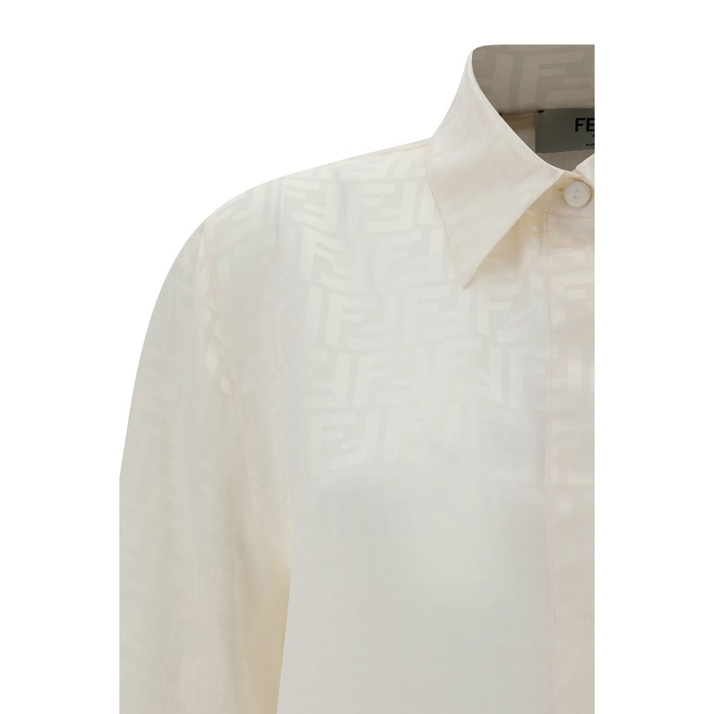 Fendi White Silk Pattern Shirt - SS26 Collection