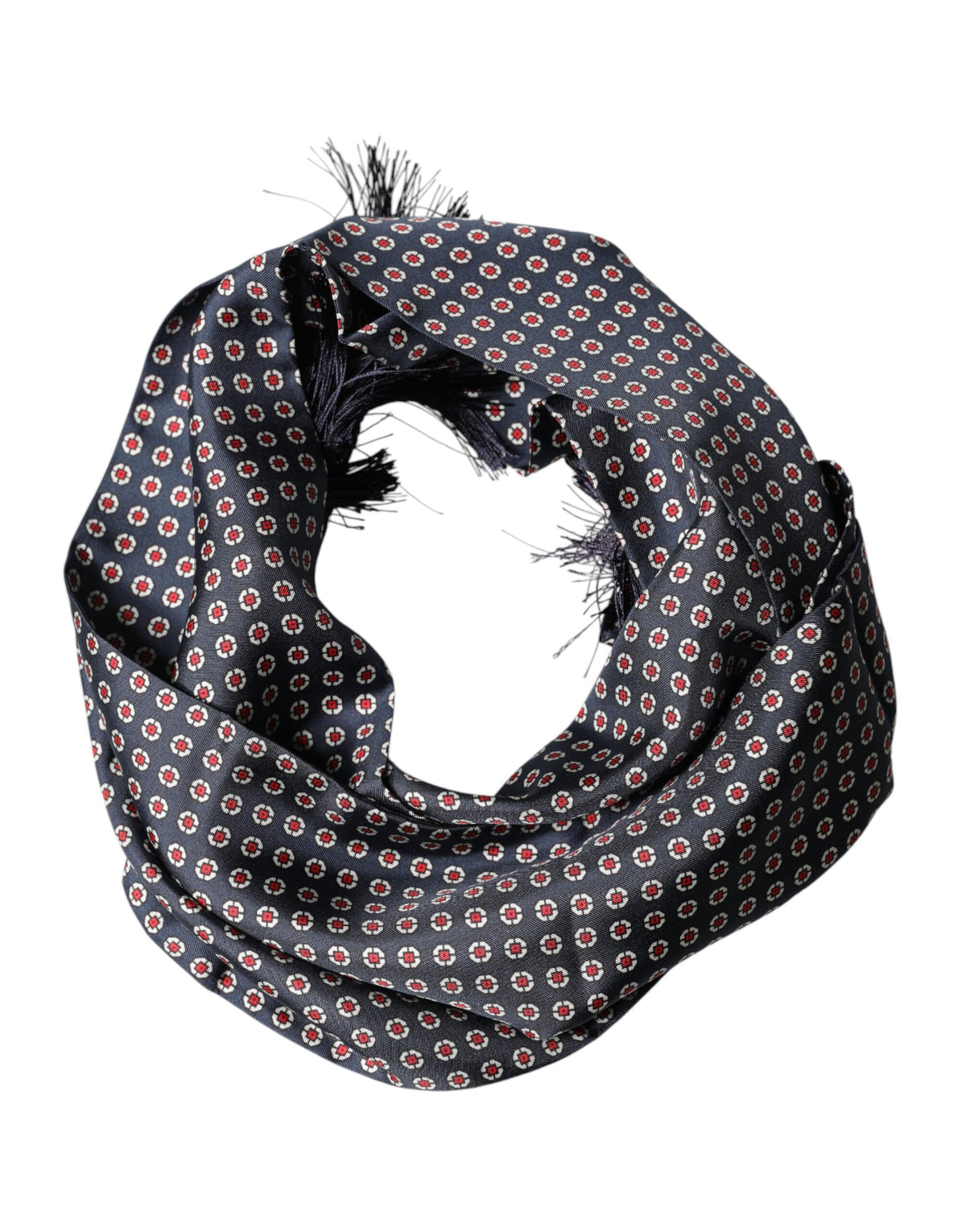 Foulard Dolce &amp; Gabbana à franges noires à motifs 