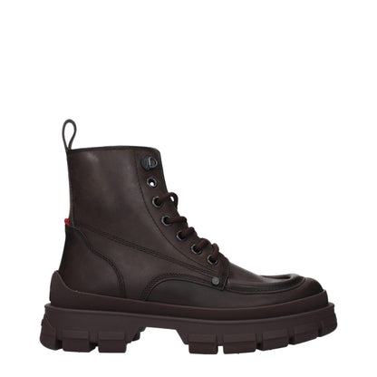 Bottines Moncler en cuir marron